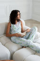 Latte Love - Lace Tank & Pant Set | Multiple Prints worn by a woman reading on a couch.