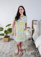 Georgia Rylan Bamboo V-Neck Nightshirt with Pockets | Limoncello Print