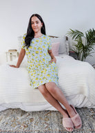 Georgia Rylan Bamboo V-Neck Nightshirt with Pockets | Limoncello Print