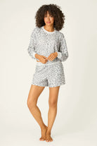 Women's Boyfriend Boxer Waffle Shorts Set grey leopard PJ Salvage