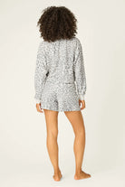 Women's Boyfriend Boxer Waffle Shorts Set grey leopard PJ Salvage