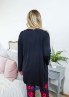 womens long bamboo cardigan with pockets in black georgia rylan
