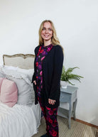 womens long bamboo cardigan with pockets in black georgia rylan