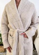Sand Beige Chenille Cloud Spa Robe – Plush Stretch Robe with Pockets