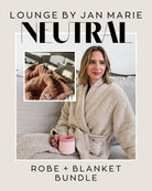 Lounge by Jan Marie Neutral Contrast Bundle – Sand Beige Robe & Mocha Knit Blanket Set - Lounge By Jan Marie - Cloud Nine Pajamas