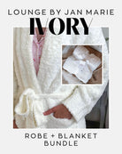 Lounge by Jan Marie Warm Ivory Bundle – Plush Chenille Robe & Oversized Knit Blanket Luxury Set - Lounge By Jan Marie - Cloud Nine Pajamas