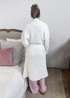Ivory Chenille Cloud Spa Blanket Robe | Ultra Soft showing back profile of robe
