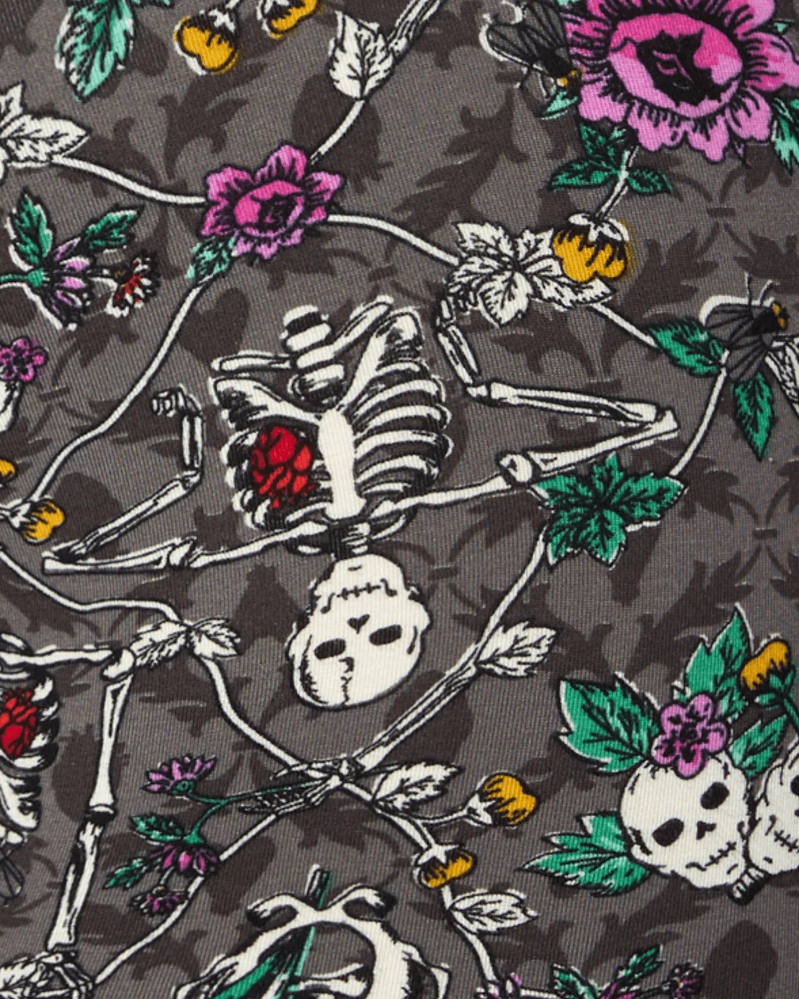 SAXX Vibe Xtra Soft Boxer Brief Lovely Bones skeleton print detail closeup — Cloud Nine Pajamas