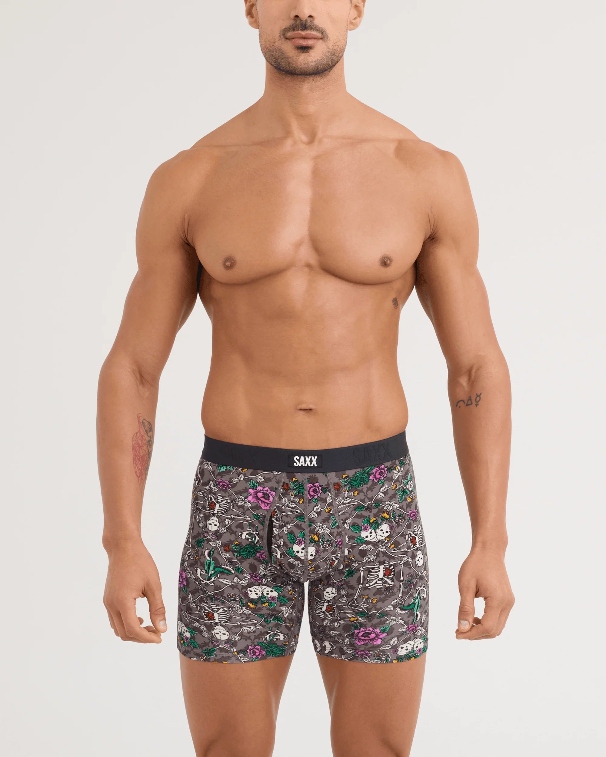 SAXX Vibe Xtra Soft Comfort Boxer Brief Lovely Bones print front on model — Cloud Nine Pajamas Edmonton