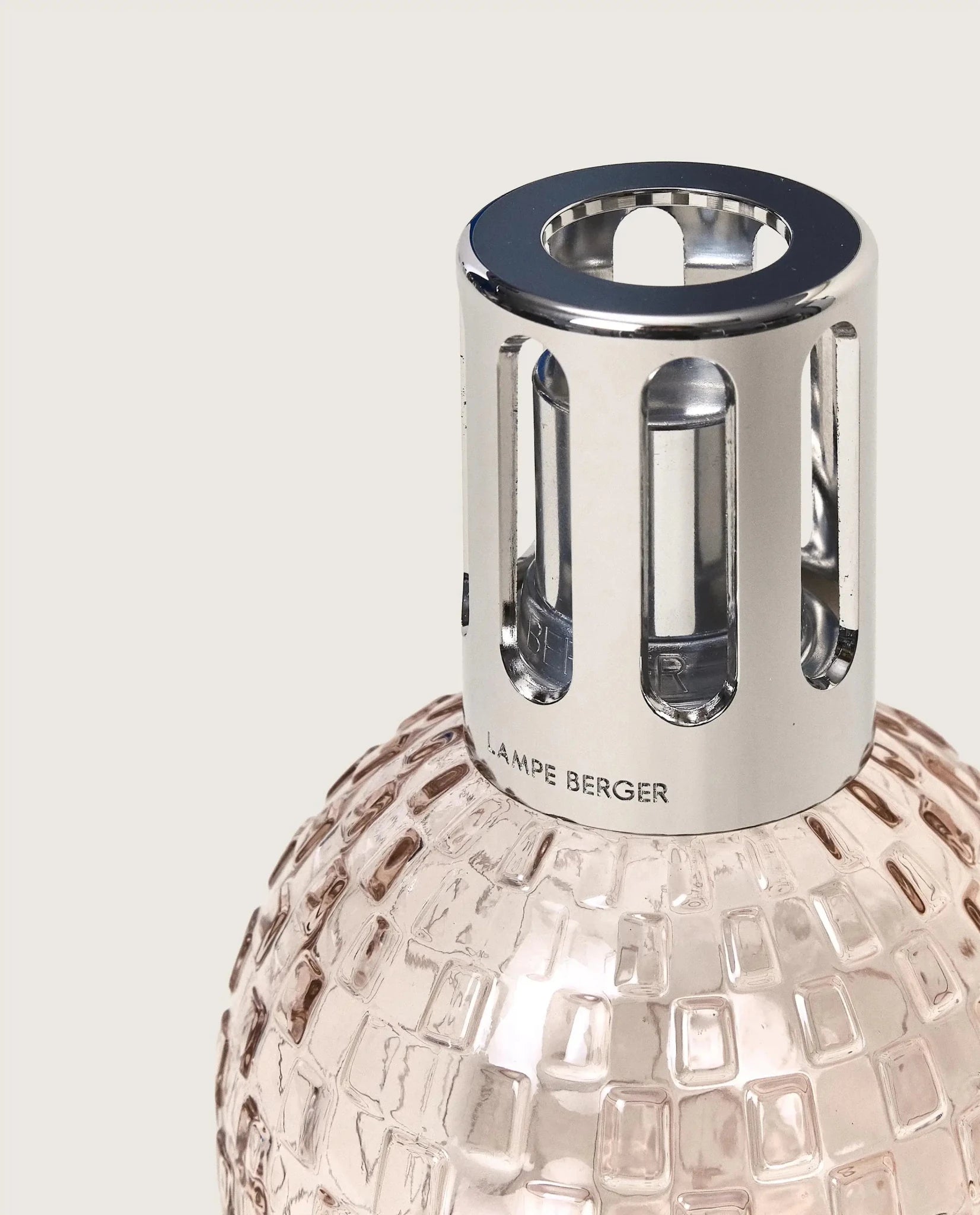 Maison Berger Paris Disco Fragrance Lamp Gift Set close-up of pink lamp top and decorative design.