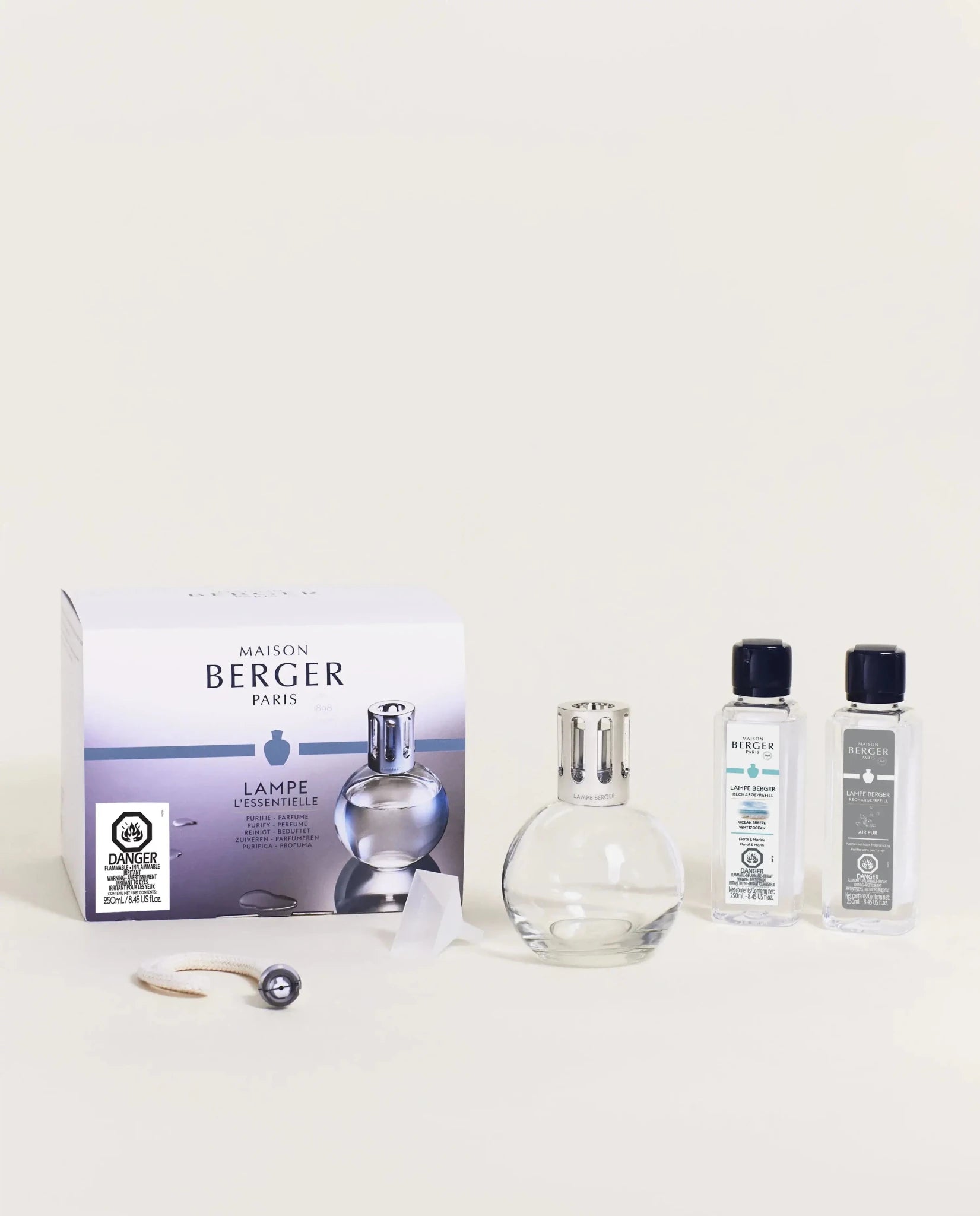 Maison Berger Paris Fragrance Lamp Starter Kit – Round Glass with lamp and fragrance bottles
