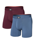 men's comfort boxer briefs with ball pouch technology by saxx - 2 pack gift box in maroon/indigo