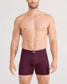 men's comfort boxer briefs with ball pouch technology by saxx - 2 pack gift box in maroon/indigo