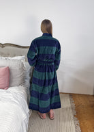 men's striped navy green terry robe CARL ROSS