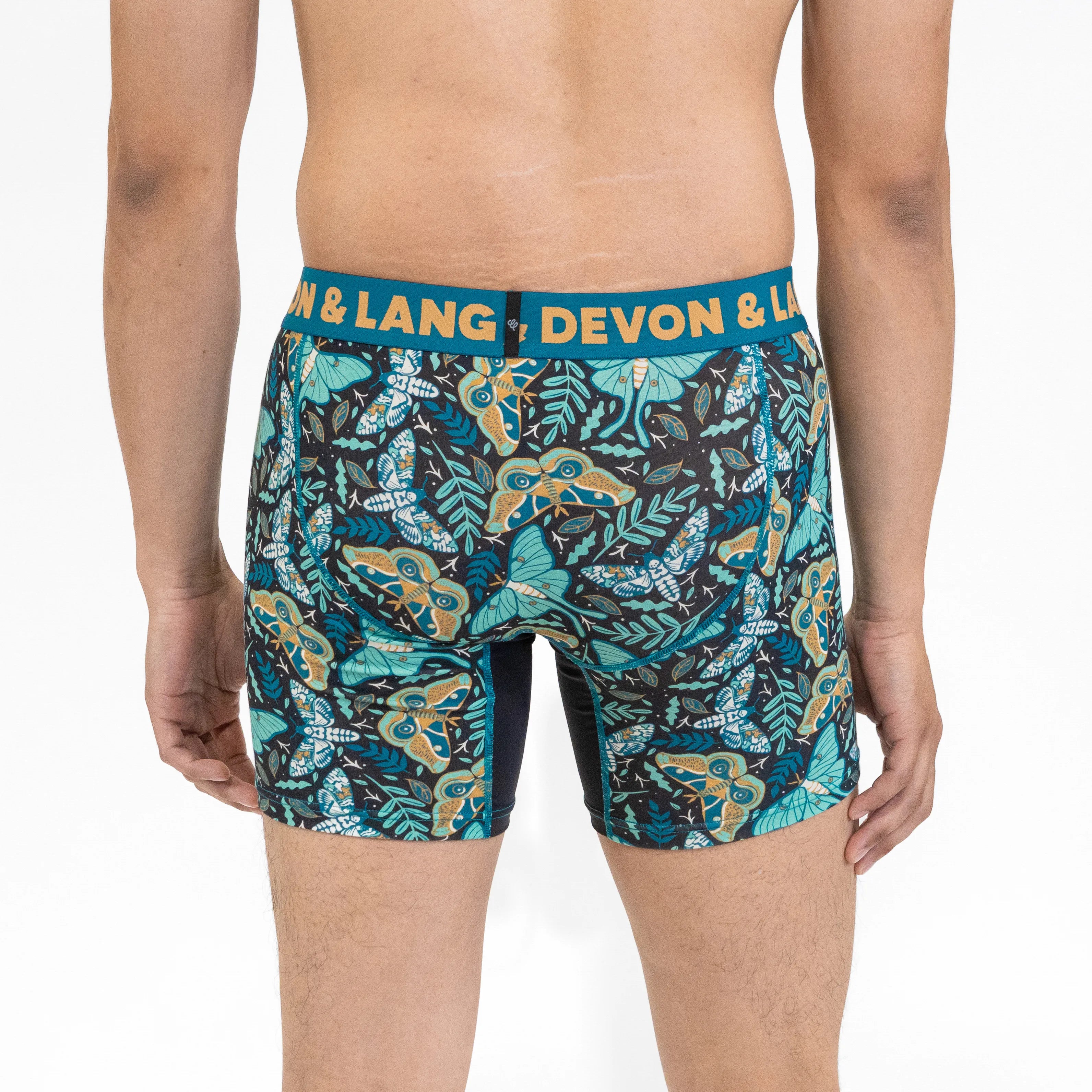 Devon + Lang Journey Men's Boxer Brief in Midnight Moths print — Cloud Nine Pajamas Edmonton
