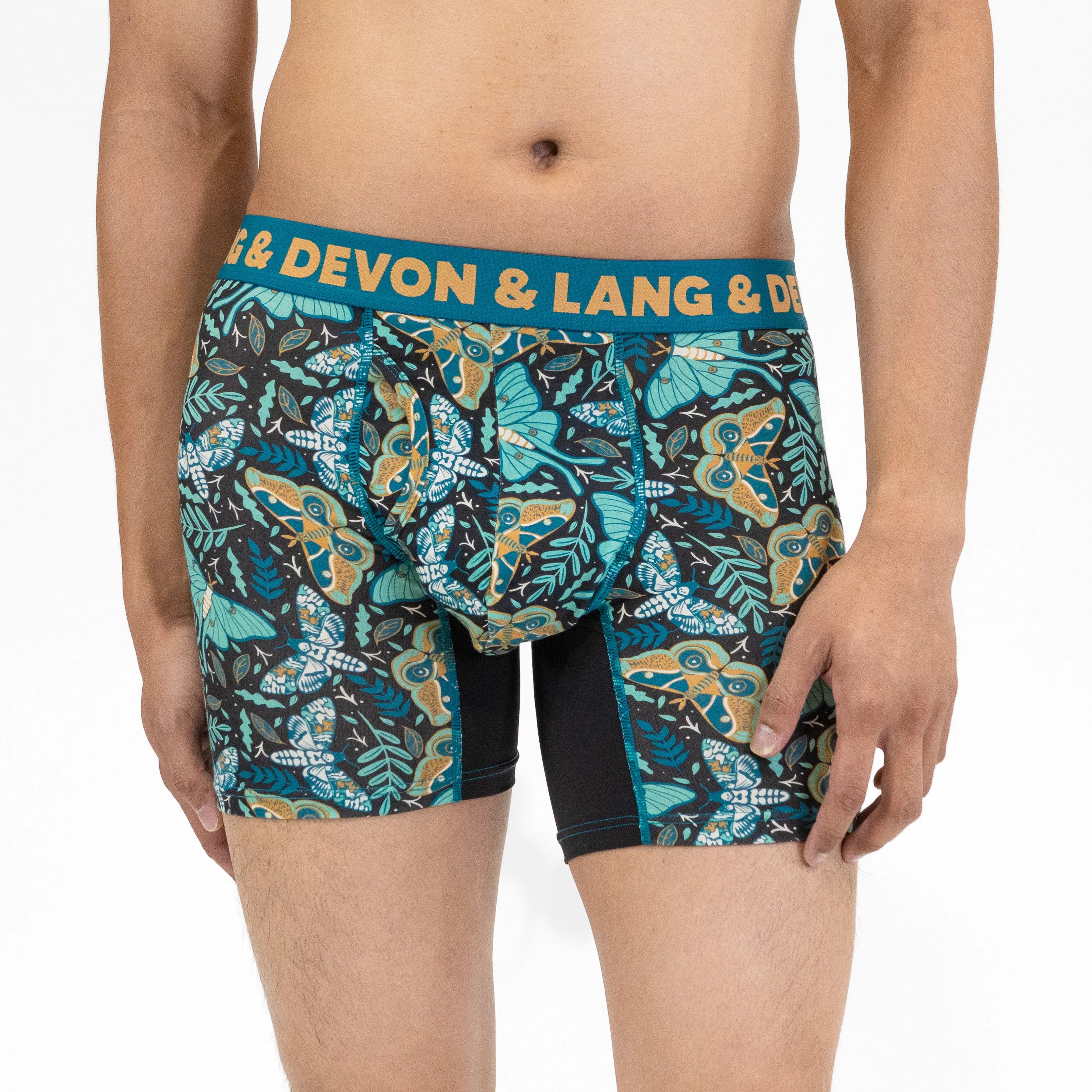 Devon + Lang Journey Men's Boxer Brief in Midnight Moths print — Cloud Nine Pajamas Edmonton