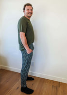 men's mistletoe print holiday jogger in bamboo by Bob's Sleepwear Co
