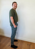 men's mistletoe print holiday jogger in bamboo by Bob's Sleepwear Co