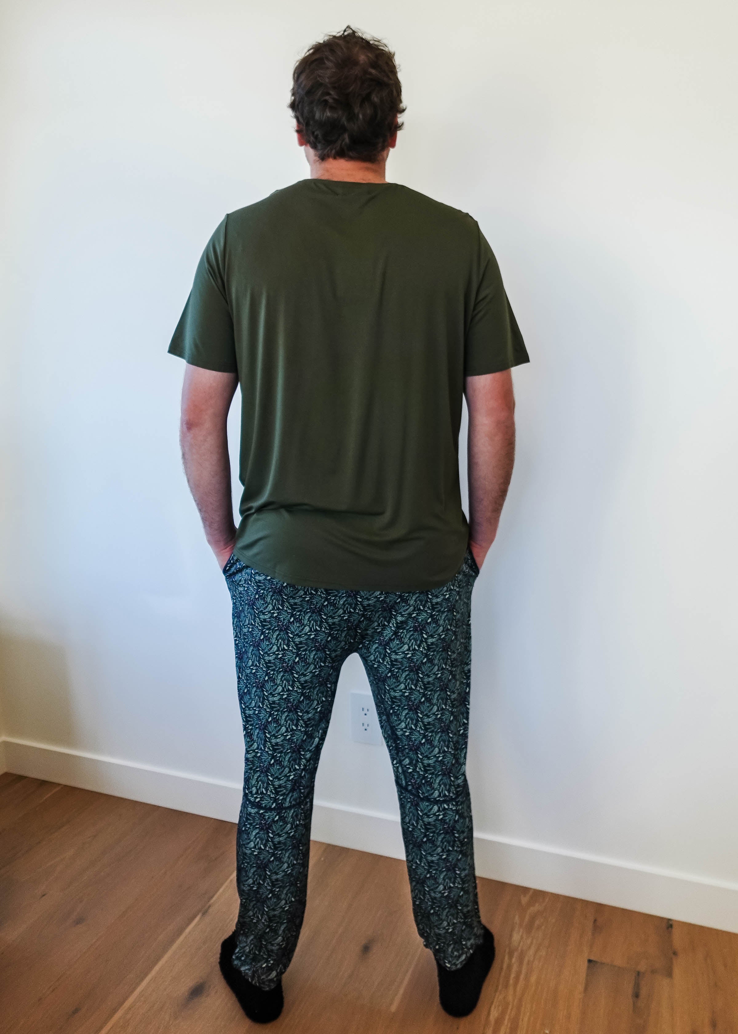 men's mistletoe print holiday jogger in bamboo by Bob's Sleepwear Co