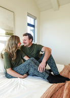 men's mistletoe print holiday jogger in bamboo by Bob's Sleepwear Co