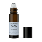 Nadurra Seilleir Clarity Rosemary & Minth essential oil roll-on bottle on a black background