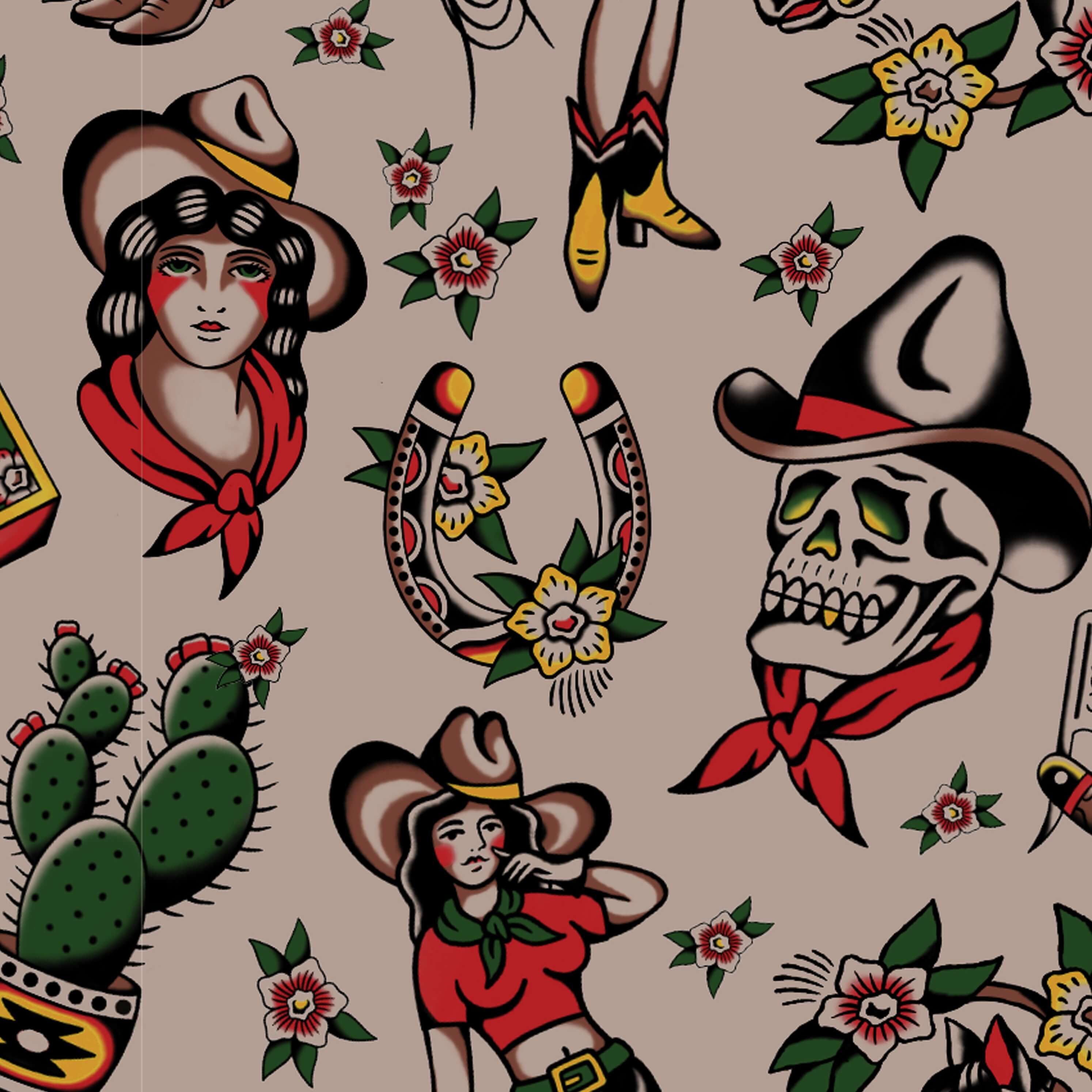 Vintage Outlaw Print - This pattern was designed by Cam Hutchinson, a Calgary-based tattoo artist