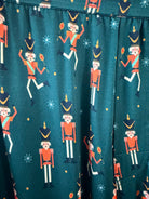 Bob's Sleepwear Co. Nutcracker Teal print swatch bamboo fabric — Cloud Nine Pajamas Edmonton