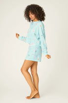 Women's Boyfriend Boxer Waffle Shorts Set Minty Ornament PJ Salvage