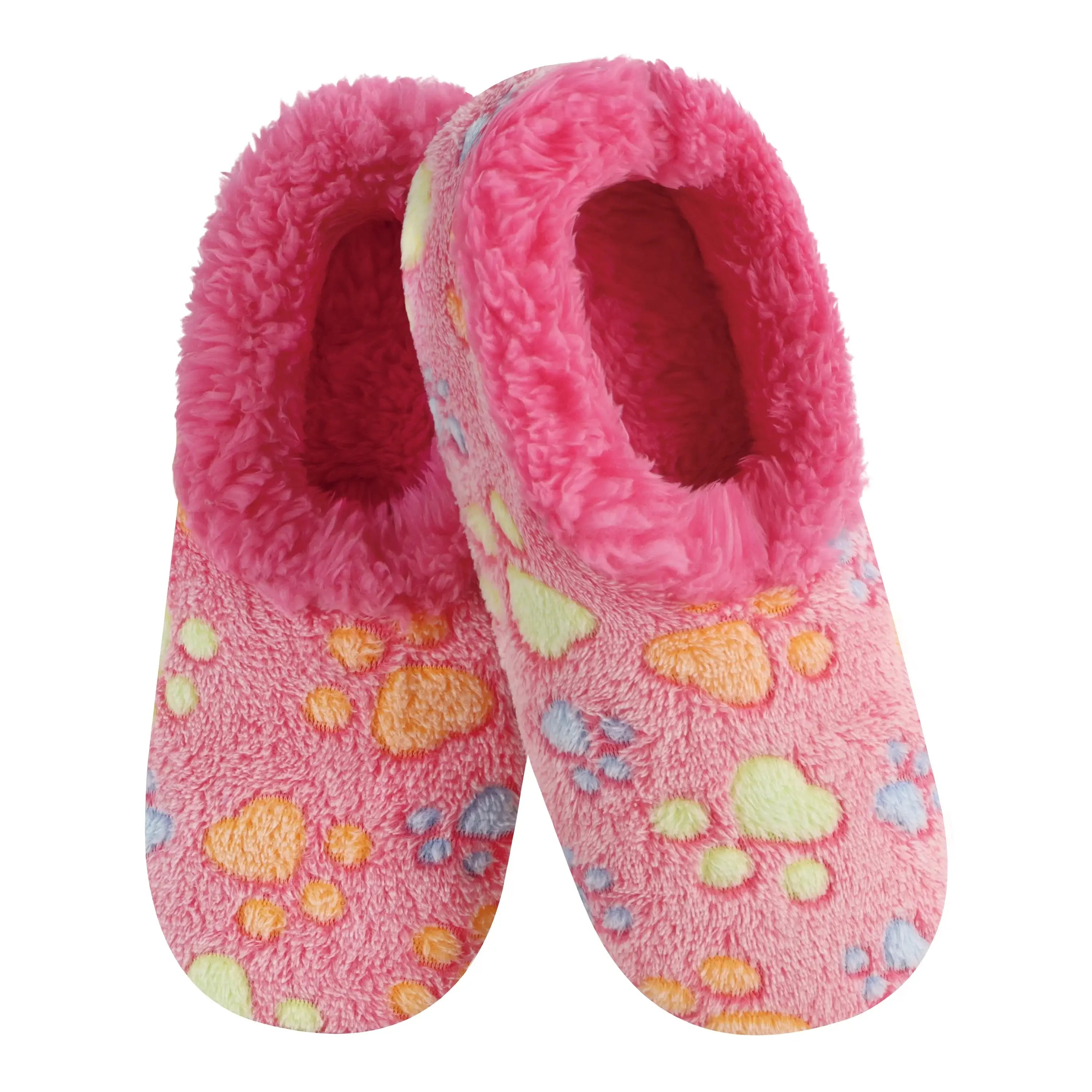 Snoozies Plush COZY Slipper Socks paw lovers pink