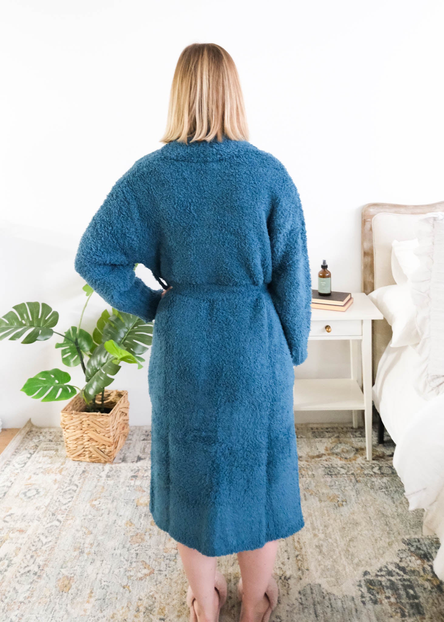Lounge by Jan Marie Peacock Robe back view showing comfort fit — Cloud Nine Pajamas