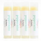 Peppermint Lip Balm tubes displaying a minty fresh flavor, designed to hydrate and soothe lips.