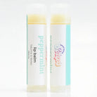 Peppermint Lip Balm tubes with natural ingredients for soft and hydrated lips.