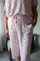 Pink Cherries Tee & Capri Cooling Bamboo Pajama Set | Georgia Rylan - Georgia Rylan - Cloud Nine Pajamas