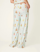 PJ Salvage 5 O'Clock Somewhere cocktail print long sleeve pyjama shirt and pant set in aqua and white stripe — Cloud Nine Pajamas Edmonton