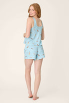 PJ Salvage - Boyfriend Peachy Waffle Tank & Boxer Set worn by a model, showing back view in light blue.
