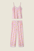 PJ Salvage - La Dolce Spritz Limoncello Life Long Butter Jersey PJ Set in pink with lemon print