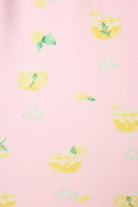 PJ Salvage - La Dolce Spritz Limoncello Life Long Butter Jersey PJ Set with lemon and cocktail print on soft pink background.