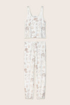 PJ Salvage Palms Away baby waffle knit tank and jogger set in peachy botanical palm print — Cloud Nine Pajamas Edmonton