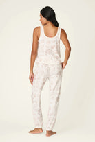 PJ Salvage Palms Away baby waffle knit tank and jogger set in peachy botanical palm print — Cloud Nine Pajamas Edmonton