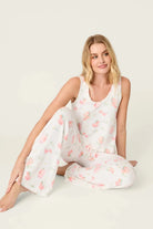 PJ Salvage Paloma Mama Sweet Sips Long PJ Set - Butter Jersey in soft, floral print with relaxed tank top and pants.