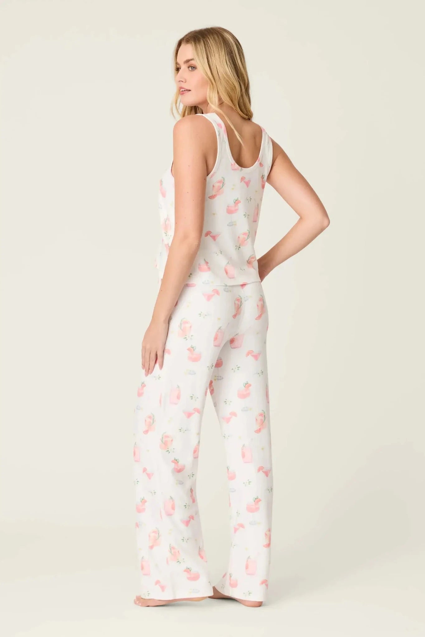 PJ Salvage Paloma Mama Sweet Sips Long PJ Set - Butter Jersey in soft, floral print with relaxed tank top and pants.