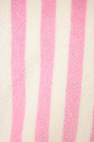 PJ SALVAGE Playful Cotton Terry Robe close up shot of the Out of Office Pink stripe print 