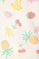 PJ SALVAGE — Viva la Vida Fruit Fiesta ivory fabric swatch showing the fruit print and faux-embroidery style. 