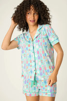 PJ Salvage Whimsy Button Up & Short Short Set in colorful ice cream print, perfect for a fun summer look.