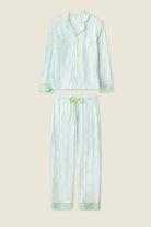 Playful Prints Cotton-Modal Long Sleeve Pajama Set by PJ Salvage featuring a light green striped design.