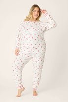 Polka Dot Cherries Peachy Jersey Pajama Set PJ Salvage featuring vibrant cherry print on ivory background.