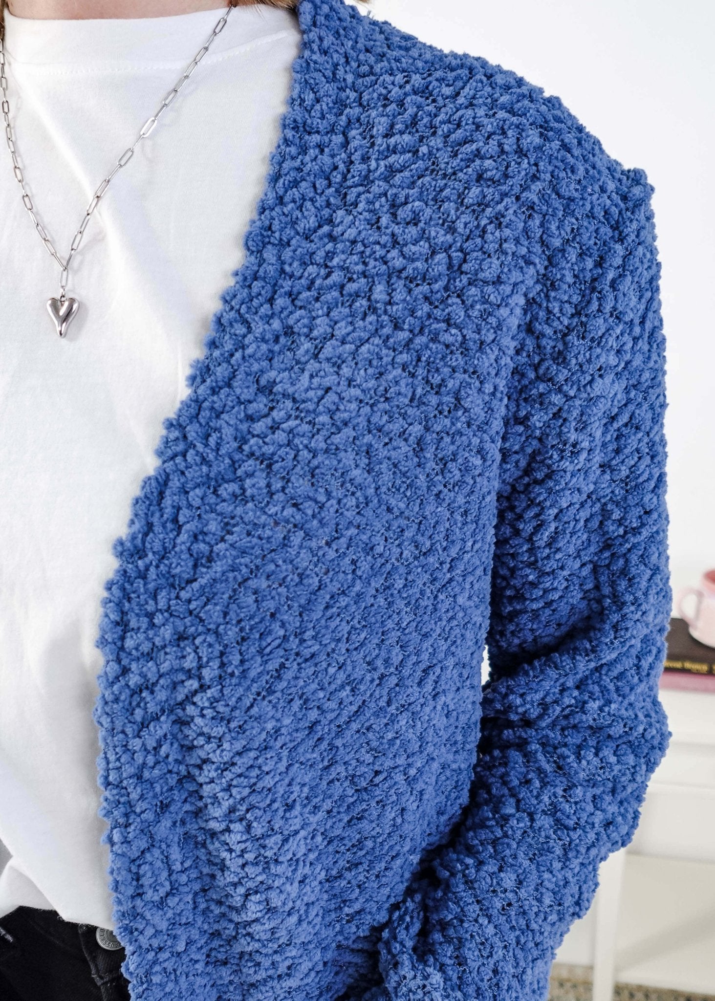 Popcorn Texture Open Summer Cardigan closeup showing texture