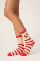 PJ Salvage Pug Print Red & Tan Let's Get Cozy Socks