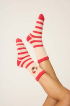 PJ Salvage Pug Print Red & Tan Let's Get Cozy Socks