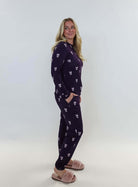 women's loungewear jogger set purple with bows bamboo GEORGIA RYLAN